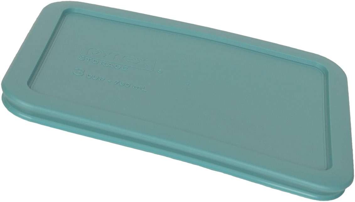 Pyrex (2) 7200-PC 2-Cup, (1) 7201-PC 4-Cup, (2) 7210-PC 3-Cup and (1) 7402-PC 6/7-Cup Turquoise Lids - Made in USA - Image 2