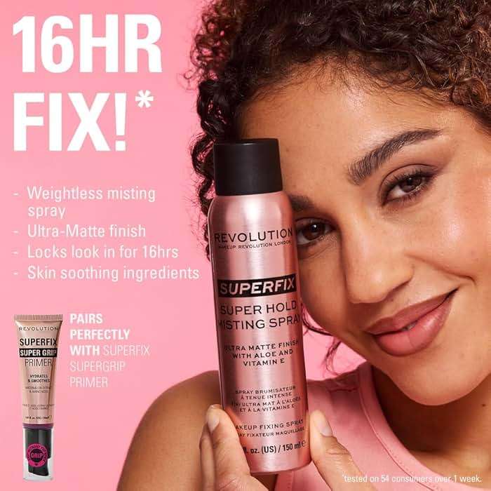 Revolution Beauty London, Superfix Misting Makeup Setting Spray, Ultra Matte & Shine-Free Finish, Long-Lasting Wear, Infused with Vitamin E, 5 fl oz - Image 3