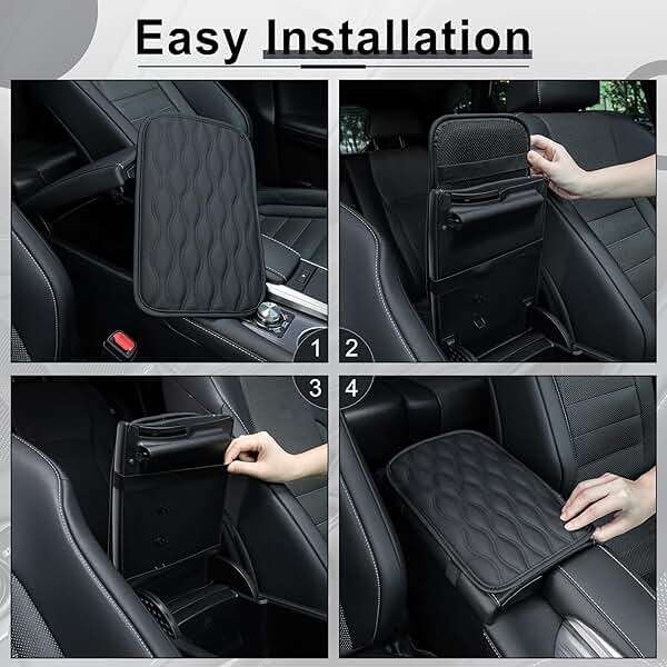 Amiss Car Center Console Cover, Upgraded Leather Car Armrest Cushion, Universal Waterproof Cushion Pad, Non-Slip Car Interior Accessories, Fits Most Sedans SUVs Trucks (Black) - Image 3