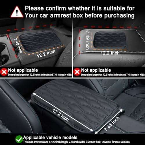 Amiss Car Center Console Cover, Upgraded Leather Car Armrest Cushion, Universal Waterproof Cushion Pad, Non-Slip Car Interior Accessories, Fits Most Sedans SUVs Trucks (Black) - Image 5