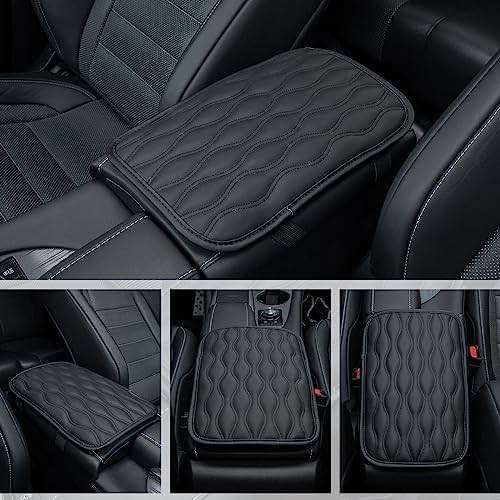 Amiss Car Center Console Cover, Upgraded Leather Car Armrest Cushion, Universal Waterproof Cushion Pad, Non-Slip Car Interior Accessories, Fits Most Sedans SUVs Trucks (Black) - Image 6