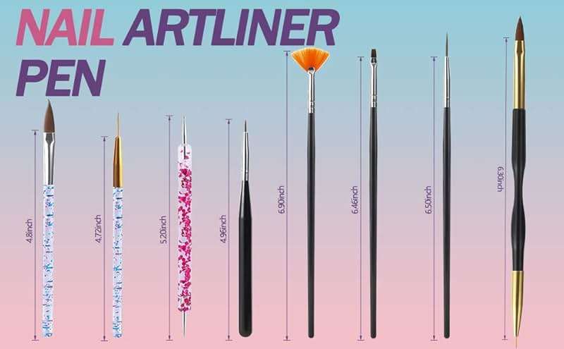 Artdone 31pcs Nail Art Brushes, Nail Art Tool Set, Dotting Tools, Dust Brush,Striping Brushes for Long Lines, Drawing Pen For Gel Polish Design supply - Image 6
