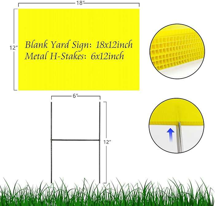 Blank Yard Signs with Stakes, Yellow 4 Pack12"x18" Corrugated Plastic Sheet for Yard Sale Signs,Garage Sale Signs, Blank Signs with Stakes, Superhard Sturdy - Image 3