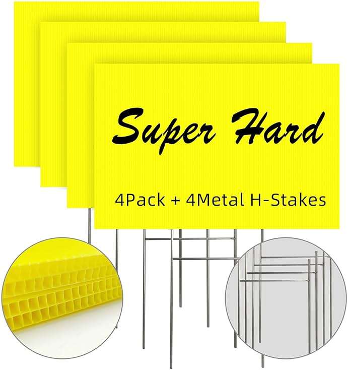 Blank Yard Signs with Stakes, Yellow 4 Pack12"x18" Corrugated Plastic Sheet for Yard Sale Signs,Garage Sale Signs, Blank Signs with Stakes, Superhard Sturdy - Image 8