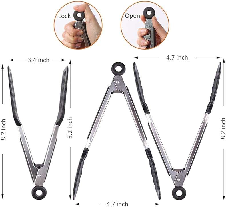 Pharamat Mini Silicone Serving Tongs Set of 3, Small Kitchen Tongs (7 inch) with Silicone Tips and Stainless Steel Handle, Cooking Tongs for Salads, Pasta, Steaks, Vegetables - Image 3