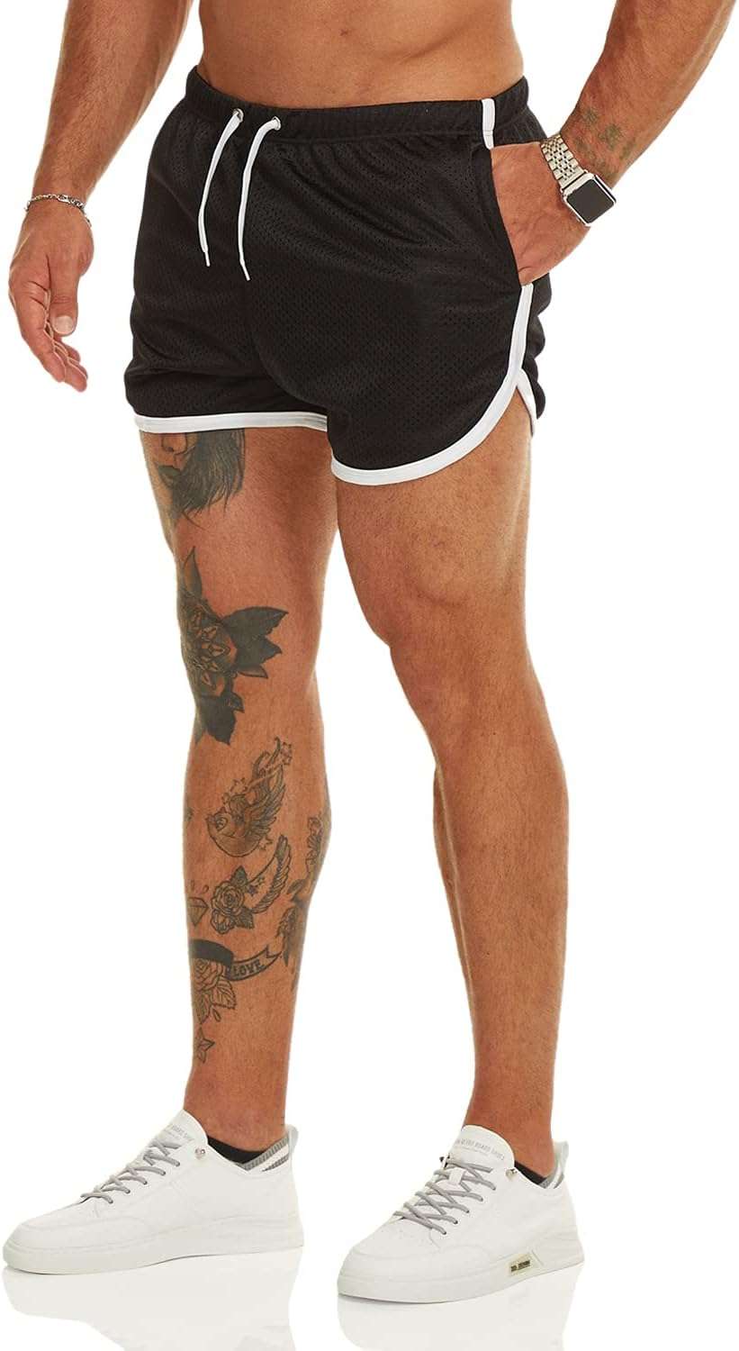 Ouber Men's Fitted Shorts Bodybuilding Workout Gym Running Tight Lifting Shorts with Pockets - Image 1