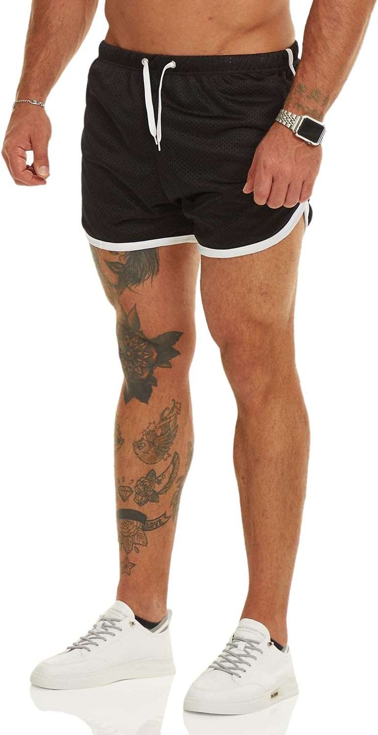Ouber Men's Fitted Shorts Bodybuilding Workout Gym Running Tight Lifting Shorts with Pockets - Image 4