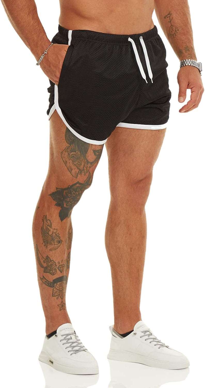Ouber Men's Fitted Shorts Bodybuilding Workout Gym Running Tight Lifting Shorts with Pockets - Image 6