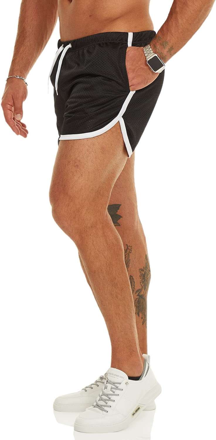 Ouber Men's Fitted Shorts Bodybuilding Workout Gym Running Tight Lifting Shorts with Pockets - Image 7