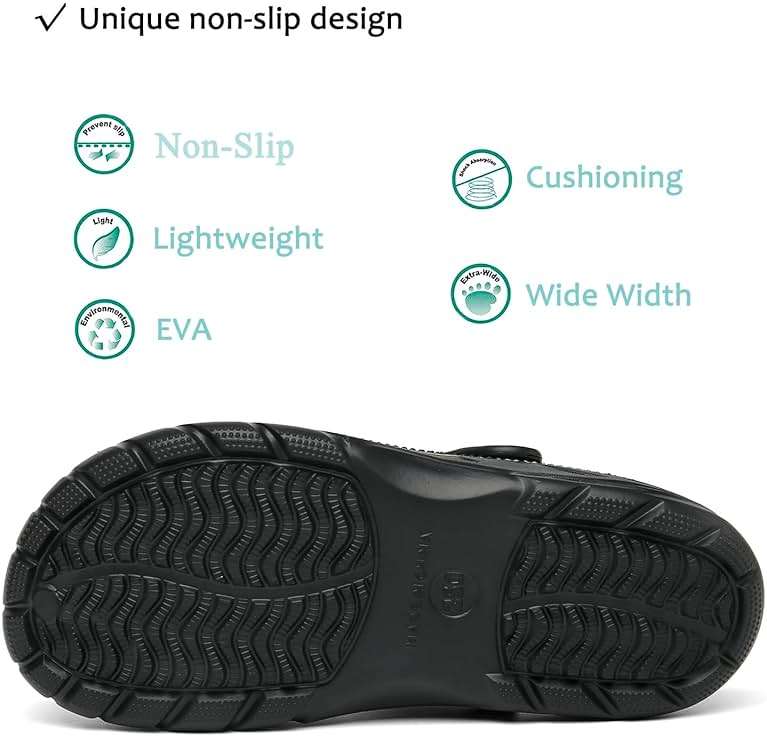 ChayChax Men's and Women's Arch Support Clogs Garden Shoes Slip-on Outdoor Beach Water Sandals with Removable Cushion Footbed - Image 5