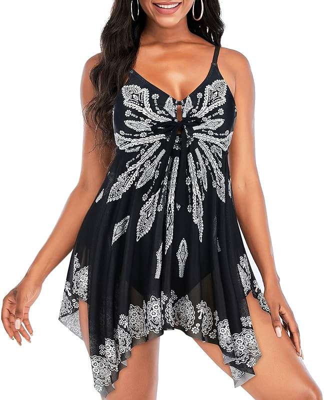 One-Piece Swim Dress-Tummy Control, Built-in Shorts, Front Tie, Modest Skirted Swimsuit, Swim Suits for Women 2026 - Image 1