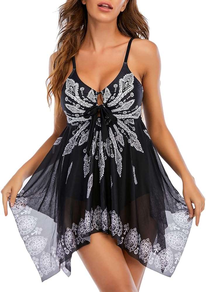 One-Piece Swim Dress-Tummy Control, Built-in Shorts, Front Tie, Modest Skirted Swimsuit, Swim Suits for Women 2026 - Image 6