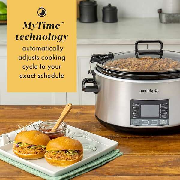Crock-Pot 7-Quart Slow Cooker, Portable Programmable with Timer, Locking Lid, Stainless Steel; an Essential Kitchen Appliance, Perfect for Families and Gatherings - Image 3