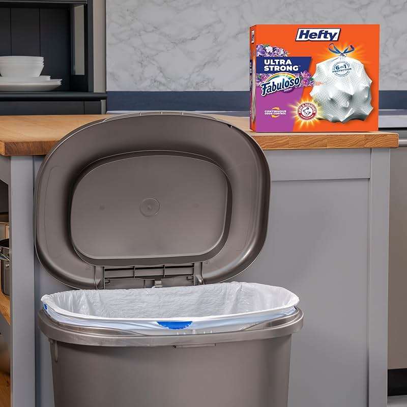 Hefty Ultra Strong 13 Gallon Trash Bags, Tall Kitchen Trash Bags 13 Gallon Size, Resist Leaks, Punctures, and Rips, Continuous Odor Control, White, Fabuloso Scent, 80 Bags - Image 2