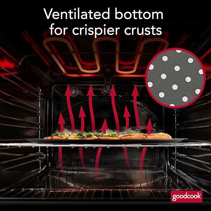 GoodCook AirPerfect Insulated Nonstick Carbon Steel Pizza Pan with Cutting Guides, Perforated Nonstick Pizza Pan, 15.75-Inch, Gray - Image 3