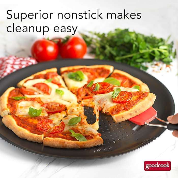 GoodCook AirPerfect Insulated Nonstick Carbon Steel Pizza Pan with Cutting Guides, Perforated Nonstick Pizza Pan, 15.75-Inch, Gray - Image 4