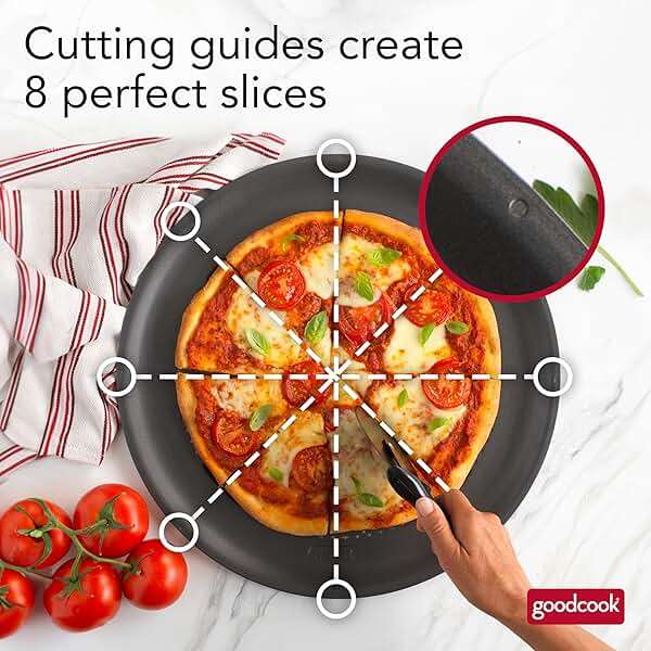 GoodCook AirPerfect Insulated Nonstick Carbon Steel Pizza Pan with Cutting Guides, Perforated Nonstick Pizza Pan, 15.75-Inch, Gray - Image 7