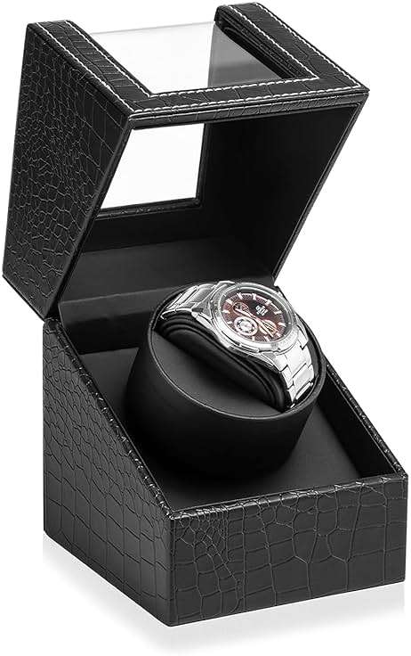 Efaithtek Automatic Single Watch Winder for Automatic Watches,Rotating Watch Case with Japanese Quiet Motor，AC Adapter or Battery Powered - Image 1