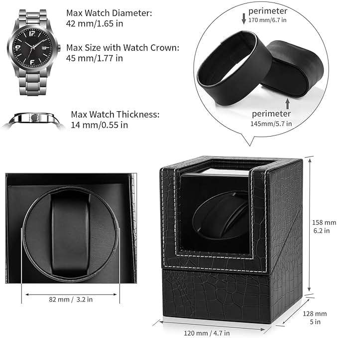 Efaithtek Automatic Single Watch Winder for Automatic Watches,Rotating Watch Case with Japanese Quiet Motor，AC Adapter or Battery Powered - Image 2