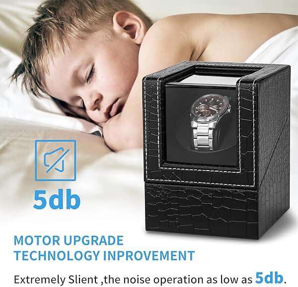 Efaithtek Automatic Single Watch Winder for Automatic Watches,Rotating Watch Case with Japanese Quiet Motor，AC Adapter or Battery Powered - Image 3