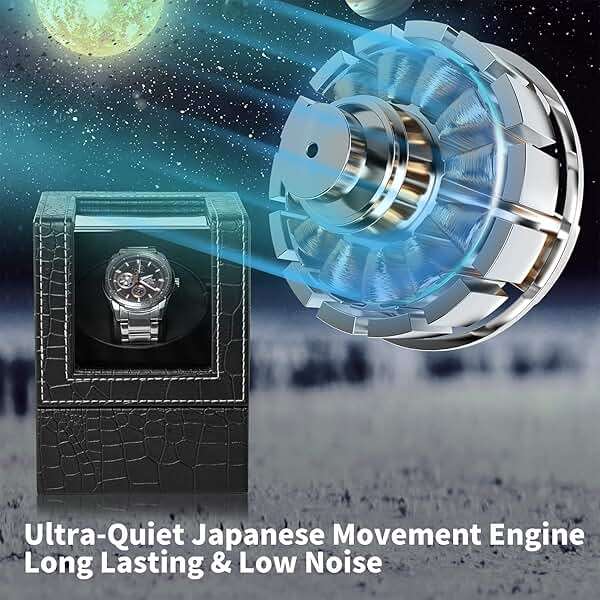 Efaithtek Automatic Single Watch Winder for Automatic Watches,Rotating Watch Case with Japanese Quiet Motor，AC Adapter or Battery Powered - Image 4