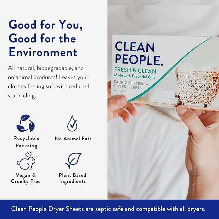 The Clean People Fabric Softener Sheets - Dryer Sheets - Softens & Removes Static Cling - Vegan Laundry Softener With Essential Oils - Fresh Scent, 120 Pack - Image 2