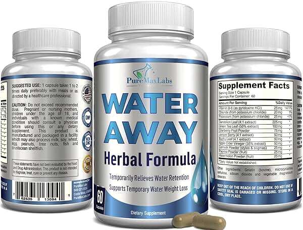 Water Away Gentle Herbal Diuretic - Natural Diuretic Water Pills - Relieve Bloating, Reduce Excess Water Weight with Dandelion Leaf, Green Tea, Detox Cleanse & Urinary Health. Non-GMO, 60 Capsules - Image 4