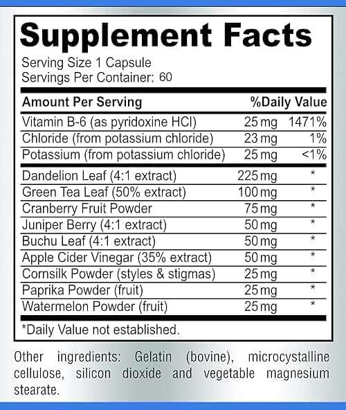 Water Away Gentle Herbal Diuretic - Natural Diuretic Water Pills - Relieve Bloating, Reduce Excess Water Weight with Dandelion Leaf, Green Tea, Detox Cleanse & Urinary Health. Non-GMO, 60 Capsules - Image 6