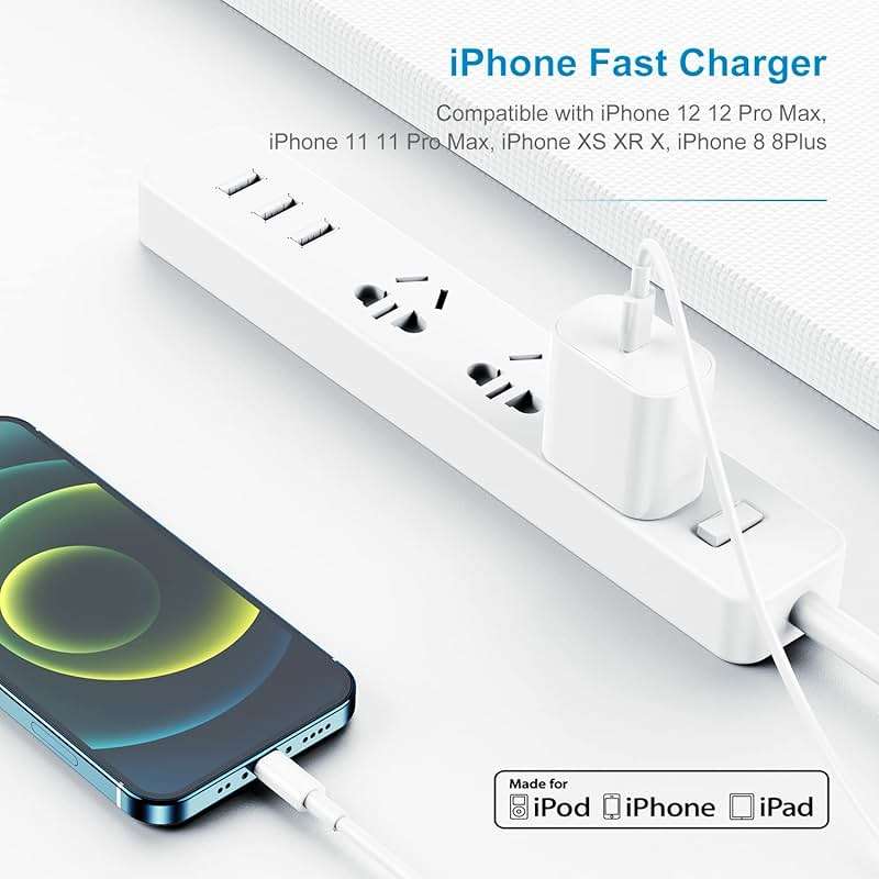 iPhone Charger Fast Charging 6ft, Type C Charger Block and Long USB C to Lightning Cable Cord, USBC Wall Plug Power Adapter Cube for Apple iPhone 14 Pro Max/14 Plus/14/13/12 Mini/11/XS Max/XR/iPad Air - Image 3