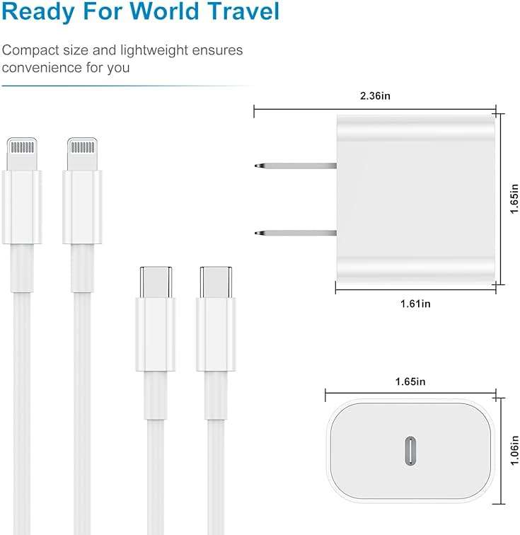 iPhone Charger Fast Charging 6ft, Type C Charger Block and Long USB C to Lightning Cable Cord, USBC Wall Plug Power Adapter Cube for Apple iPhone 14 Pro Max/14 Plus/14/13/12 Mini/11/XS Max/XR/iPad Air - Image 6