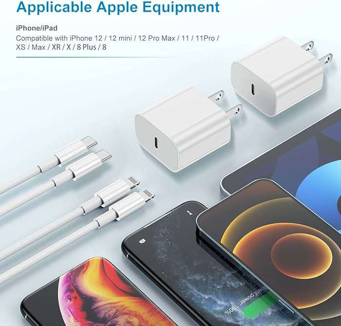 iPhone Charger Fast Charging 6ft, Type C Charger Block and Long USB C to Lightning Cable Cord, USBC Wall Plug Power Adapter Cube for Apple iPhone 14 Pro Max/14 Plus/14/13/12 Mini/11/XS Max/XR/iPad Air - Image 7