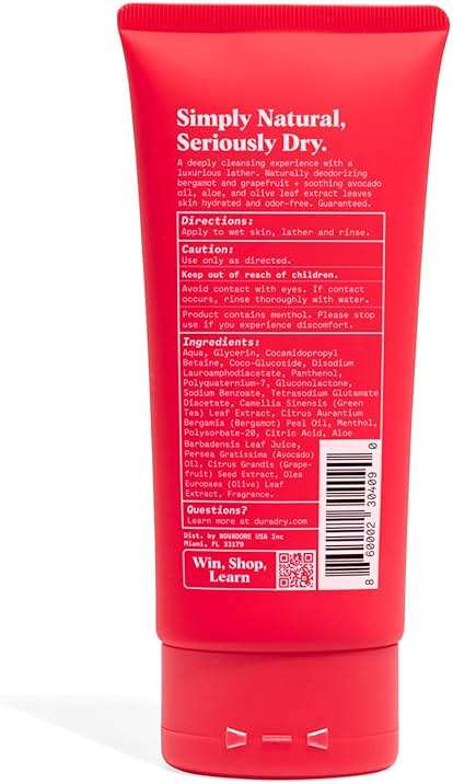 Duradry Deep Clean Body Wash for Women and Men – Odor control, Deep Cleansing, Nourishes, and Moisturizes Skin, Made with Natural Ingredients – Aqua Fragrance, 6 Fl Oz - Image 3