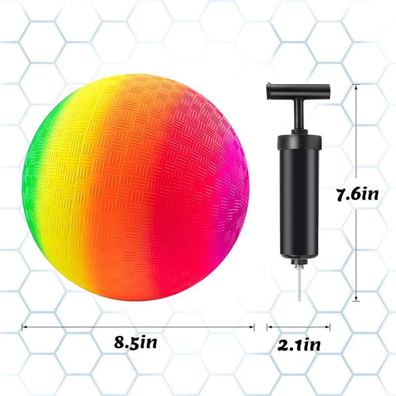 Micsoa Mic Playground Balls Kickballs 8.5 Inch, Rainbow Playground Ball Set for Kids and Adults, Kick Balls for Indoor & Outdoor Schoolyard Games with Hand Pump(4 Pack, Bulk Available) - Image 2