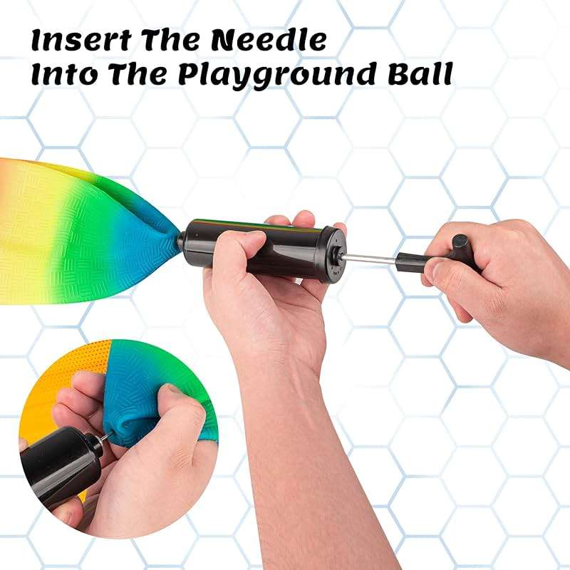 Micsoa Mic Playground Balls Kickballs 8.5 Inch, Rainbow Playground Ball Set for Kids and Adults, Kick Balls for Indoor & Outdoor Schoolyard Games with Hand Pump(4 Pack, Bulk Available) - Image 4