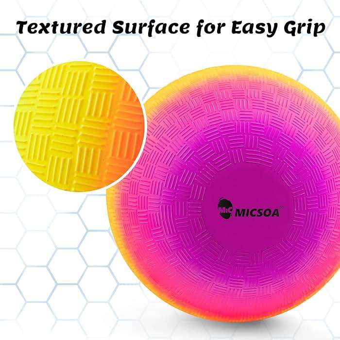 Micsoa Mic Playground Balls Kickballs 8.5 Inch, Rainbow Playground Ball Set for Kids and Adults, Kick Balls for Indoor & Outdoor Schoolyard Games with Hand Pump(4 Pack, Bulk Available) - Image 5