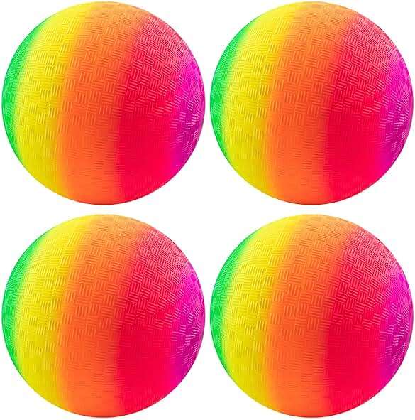 Micsoa Mic Playground Balls Kickballs 8.5 Inch, Rainbow Playground Ball Set for Kids and Adults, Kick Balls for Indoor & Outdoor Schoolyard Games with Hand Pump(4 Pack, Bulk Available) - Image 8