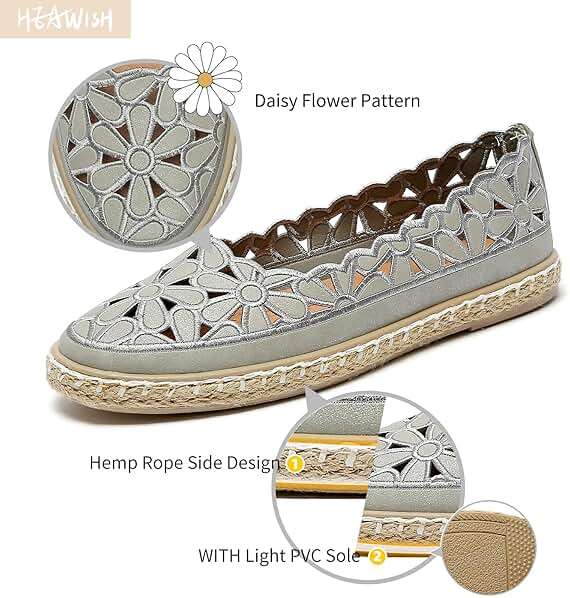 HEAWISH Women’s Ballet Flat Daisy Round Toe Dress Shoes Casual Slip On Rope Loafer - Image 3