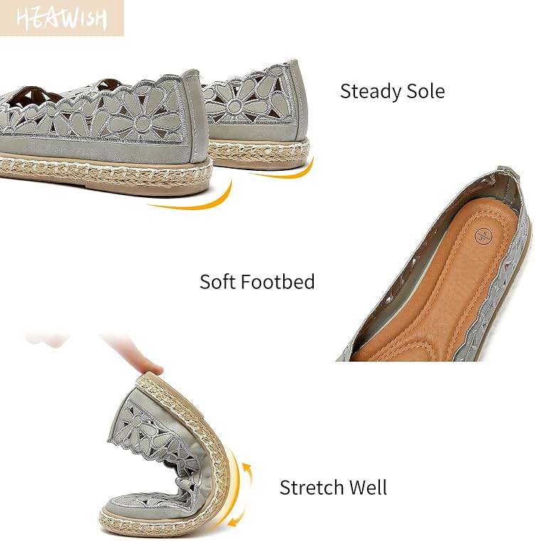 HEAWISH Women’s Ballet Flat Daisy Round Toe Dress Shoes Casual Slip On Rope Loafer - Image 4