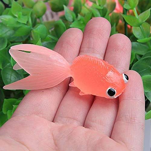 Acxico 10 Plastic Goldfish Small Soft Rubber Floating Gold Fish Toy Orange Craft, (1) - Image 2
