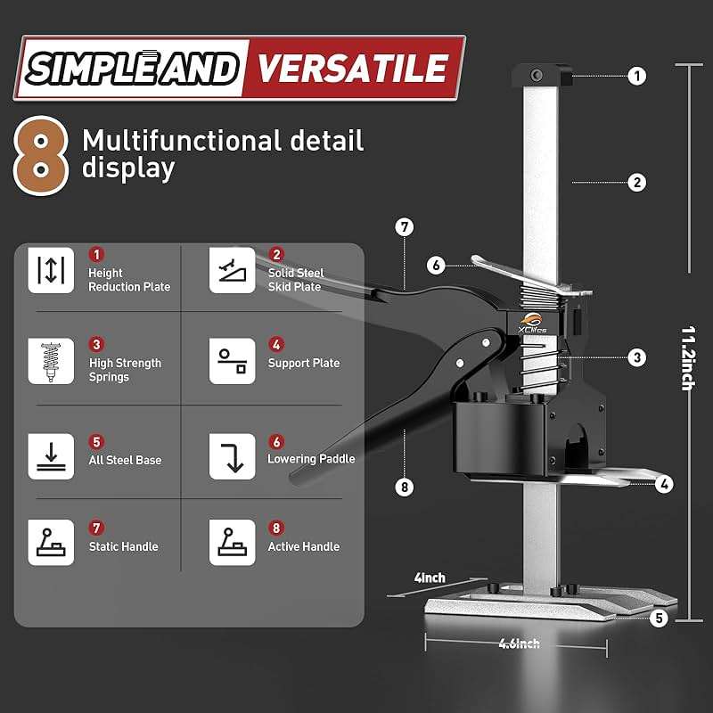XClifes Labor Saving Arm Jack Handle 2 Pack, Construction Jack, Wall Tile Locator, Multi Function Height Adjustment Lifting Device, Door Panel Lifting Cabinet, Raised 6.69 in, Pair Dynamic Load 450 LB - Image 5