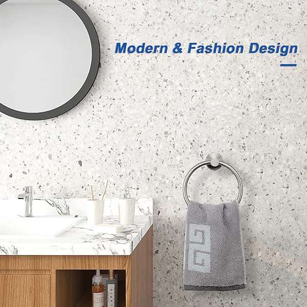 NearMoon Bath Towel Ring, Bathroom Hardware Accessories-Thicken Stainless Steel Hand Towel Holder for Bathroom, Modern Round Towel Hanger Wall Mounted (Brushed Nickel, 1 Pack) - Image 7