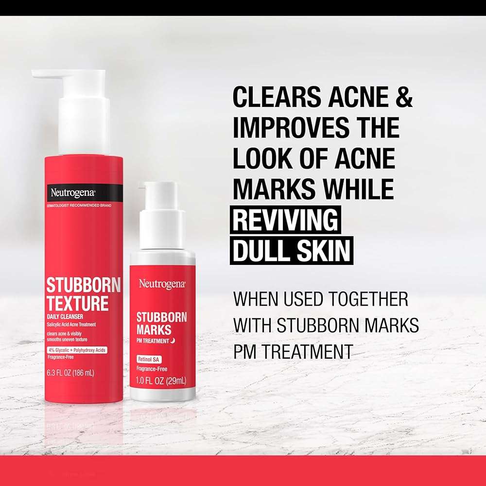 Neutrogena Stubborn Texture Daily Acne Facial Cleanser, Salicylic Acid Face Wash + Glycolic & Polyhydroxy Acids, Fragrance-Free, 6.3 fl. oz - Image 4
