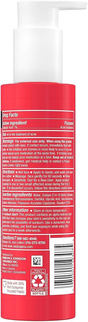 Neutrogena Stubborn Texture Daily Acne Facial Cleanser, Salicylic Acid Face Wash + Glycolic & Polyhydroxy Acids, Fragrance-Free, 6.3 fl. oz - Image 6