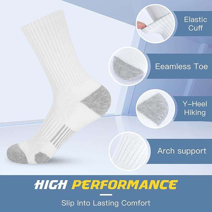 Felicigeely Athletic Crew Socks Cushion Running Socks Performance Breathable Sports Socks for Men - Image 3
