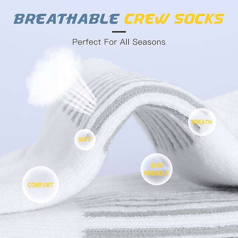 Felicigeely Athletic Crew Socks Cushion Running Socks Performance Breathable Sports Socks for Men - Image 4