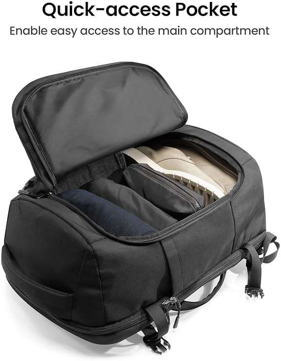 tomtoc Travel Backpack 40L, TSA Friendly Flight Approved Carry-on Luggage Hand Water-resistant Lightweight Business Rucksack, Durable Large Weekender Bag Daypack Fits 17.3 Inch Laptop, PFAS Free - Image 5