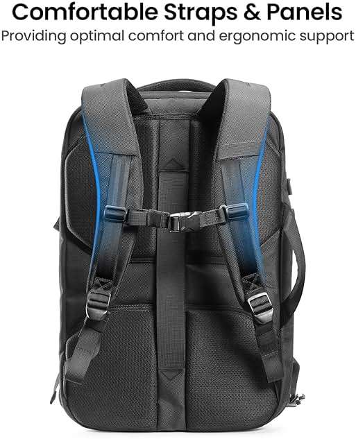 tomtoc Travel Backpack 40L, TSA Friendly Flight Approved Carry-on Luggage Hand Water-resistant Lightweight Business Rucksack, Durable Large Weekender Bag Daypack Fits 17.3 Inch Laptop, PFAS Free - Image 8