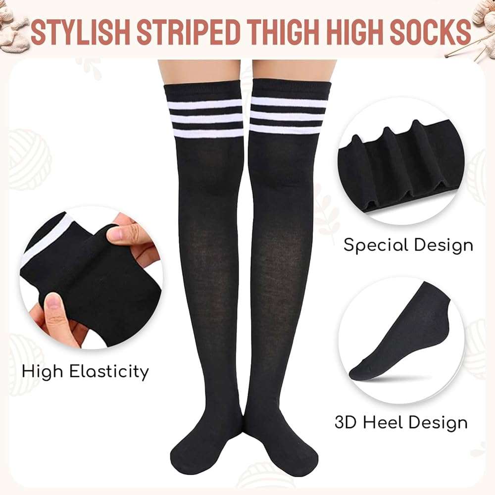 sockfun Striped Thigh High Socks - Christmas Over the Knee High Stockings for Women Teen Girls - Image 6