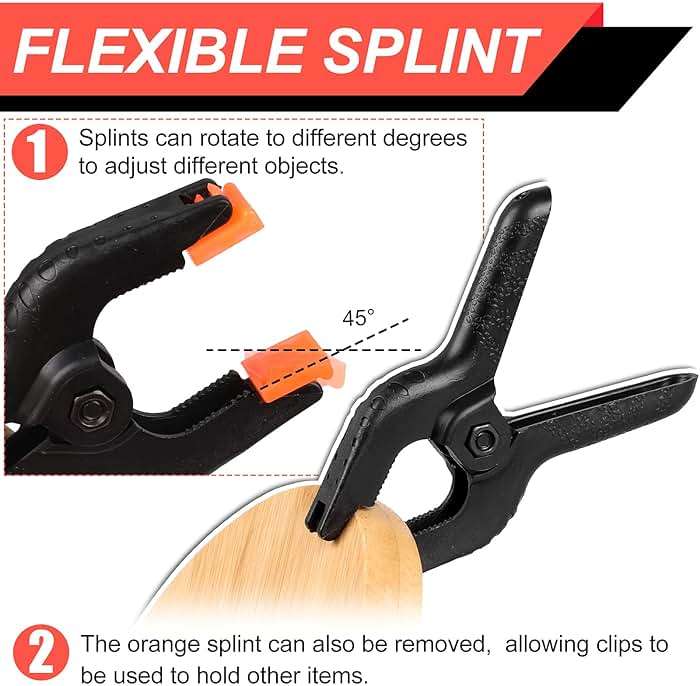 12 Pack Plastic Spring Clamps, 3.5inch Small Heavy Duty Clips for Crafts, Backdrop Stand, Woodworking, Photography Studios (Black) - Image 5