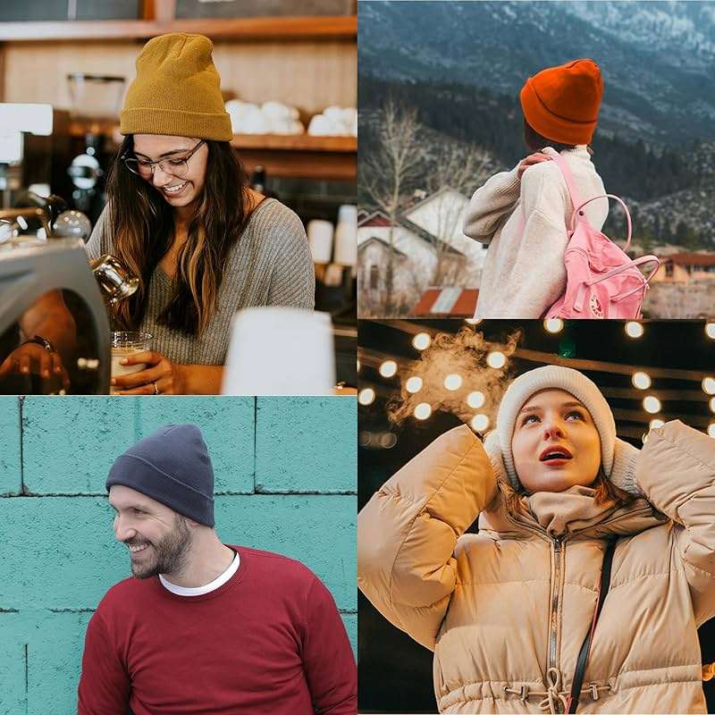 PFFY Unisex Beanie Hats for Men Women Knit Winter Beanies - Image 5